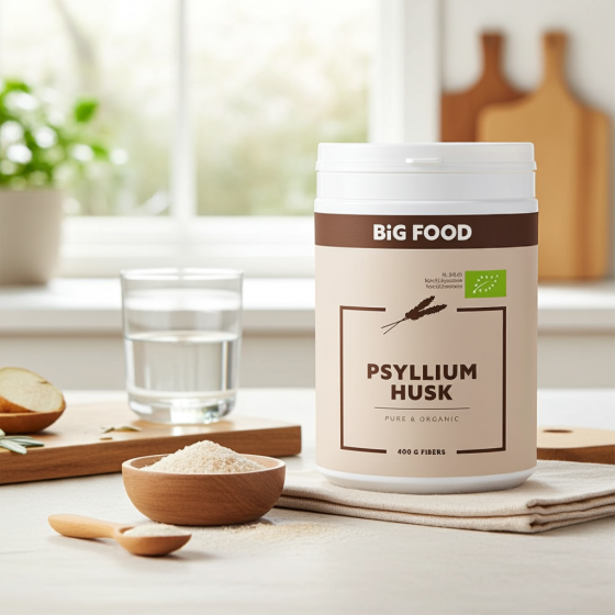 Big Food Organic Psyllium Husk 400 g powder container