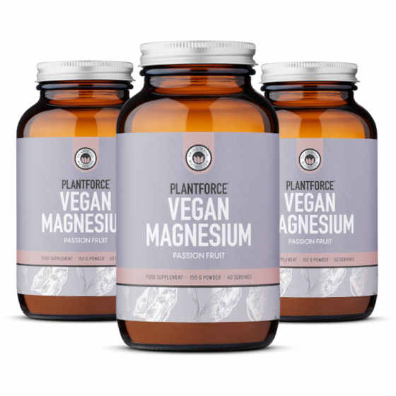 Vegan Magnesium Passion Fruit – 150 g Ionenpulver | 3er-Vorteilspack | 100 % vegan & ohne künstliche Zusätze - Plantforce