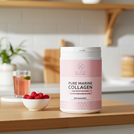 Plent Pure Marine Collagen +C Pink Raspberry powder container (300 g)